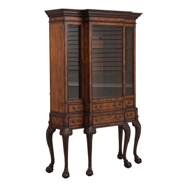 John Richard Chippendale Walnut China Cabinet Desk For Sale