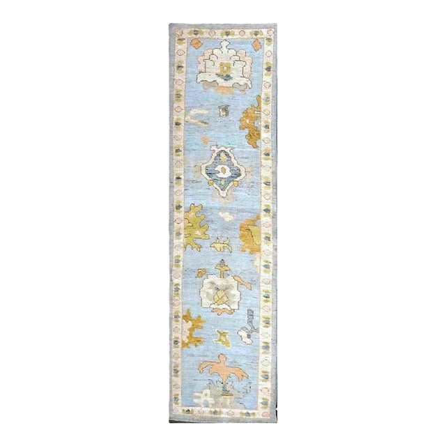21st Century Turkish Oushak 2X9 Gold, Gray& Ivory, Handmade Runner Rug #1144117 For Sale