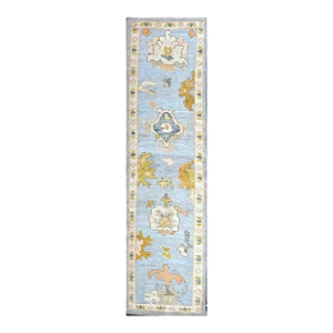 21st Century Turkish Oushak 2X9 Gold, Gray& Ivory, Handmade Runner Rug #1144117