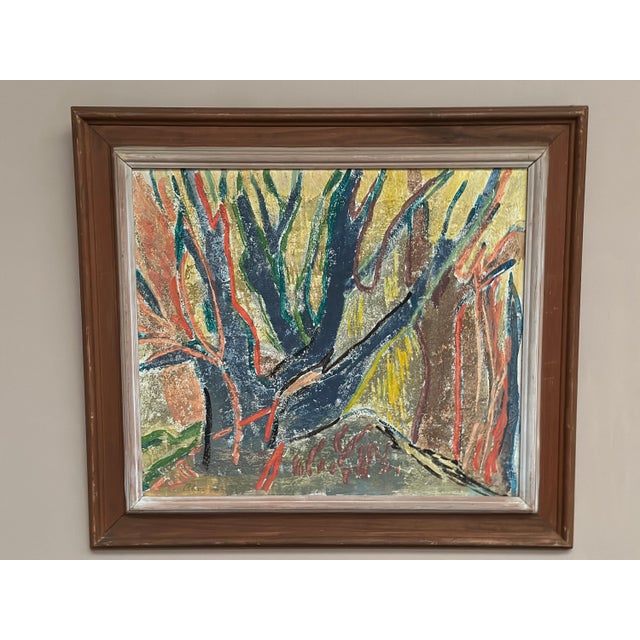Alam, Trees (Abstract Composition), 1952, Oil on Panel, Framed For Sale - Image 6 of 16