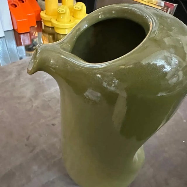 Green 1970s Space Age Green Ceramic Pitcher by Enzo Bioli for Il Picchio For Sale - Image 8 of 9