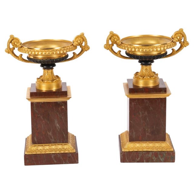 Antique French Grand Tour Ormolu, Bronze and Marble Tazzas, 19th Century, Set of 2 For Sale - Image 16 of 16
