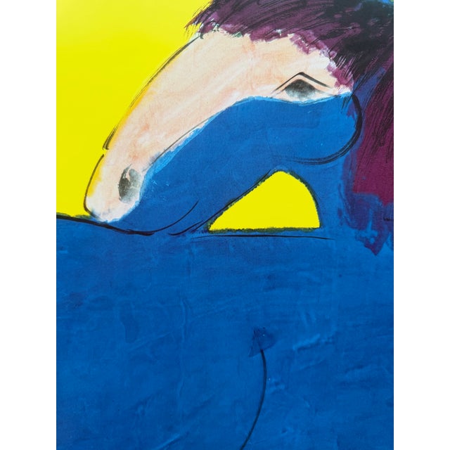 Paper Walasse Ting, Blue Horse, Copyright 1990, Yves Riviere .....Printed in Switzerland For Sale - Image 7 of 8