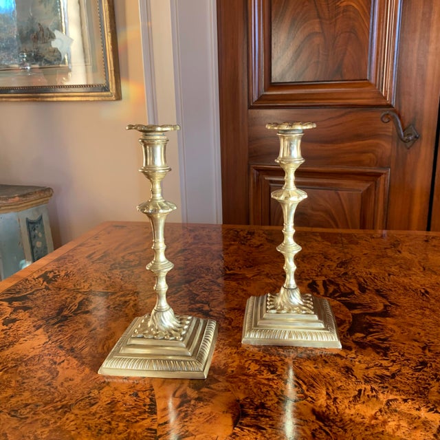 19th Century Pair of Antique Georgian Brass Candlesticks For Sale - Image 5 of 10