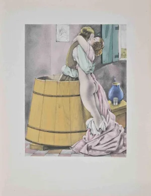 Umberto Brunelleschi, A Loving Embrace, Lithograph, 1930s