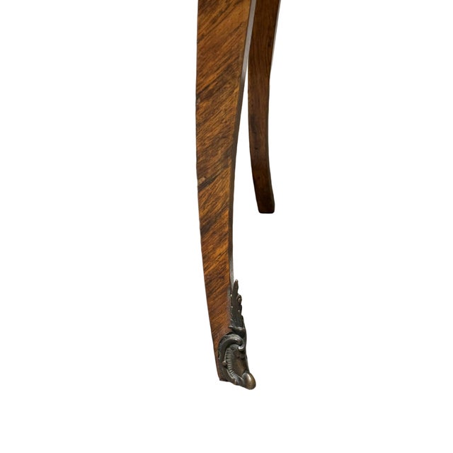 Gorgeous French Louis XV Walnut Bombe Jewelry Marquetry Table For Sale - Image 12 of 13