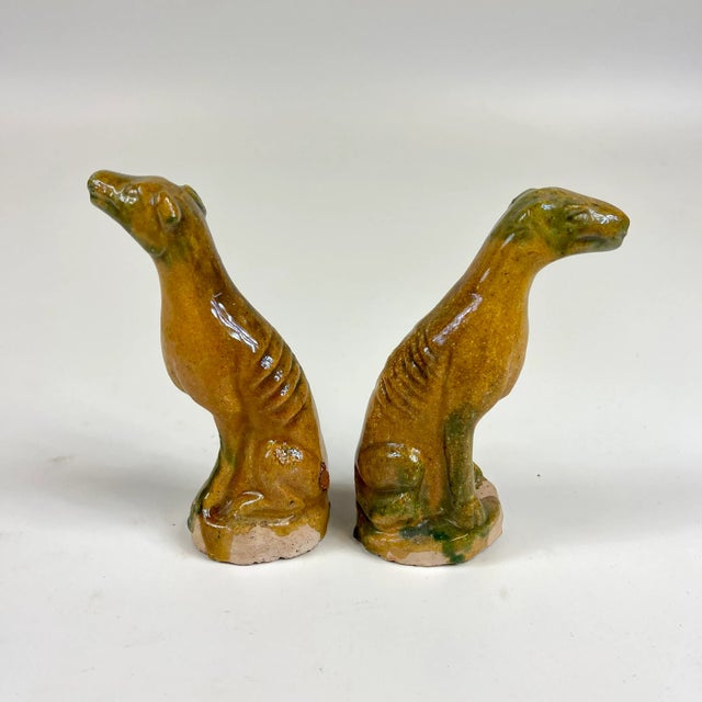 Figurative Set of 2 1980s Ceramic Yellow Greyhound Dog Figures Set A For Sale - Image 3 of 8