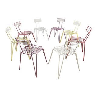 Vintage Multicolor Stackable Wire Chairs, Set of 8 For Sale