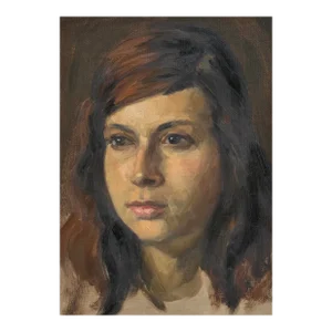 Vintage Realist Portrait of Young Woman, Framed (C. 1965)