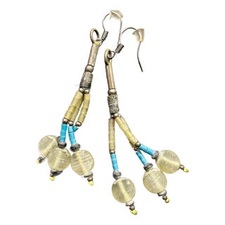 Ealry 20th Century Pair of Native American Style Heishi Earrings, Early Unmarked Handmade Item. For Sale