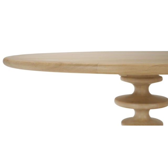 2020s Mid Century Modern Round Dining Table - Fruitwood Finish For Sale - Image 5 of 10