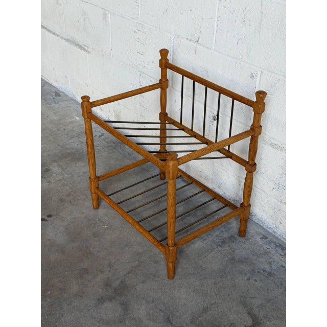 Mid-Century Modern Oak Shoe Rack With Metal Spindles Danish Mid-Century Modern 1970s For Sale - Image 3 of 9