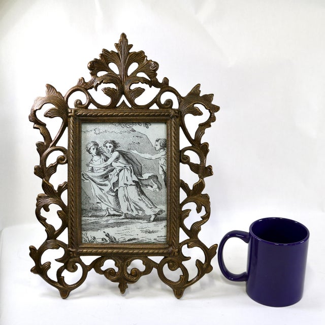Antique Late 19th Century Rococo Style Ornate Cast Bronze Tabletop Easel Picture Frame For Sale - Image 9 of 9