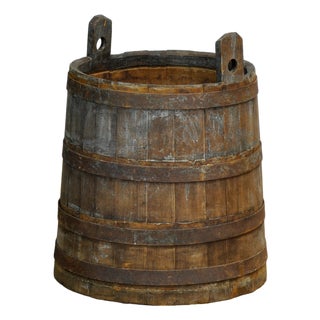 Oak & Wrought Iron Planter, 1920s For Sale