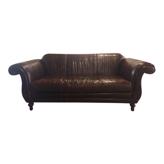 Anthropologie Chocolate Leather Cotswold Sofa Chairish
