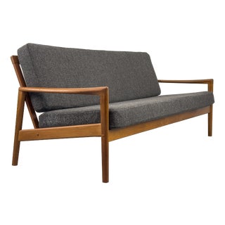 Danish Teak and Wool 3-Seater Sofa, 1960s For Sale