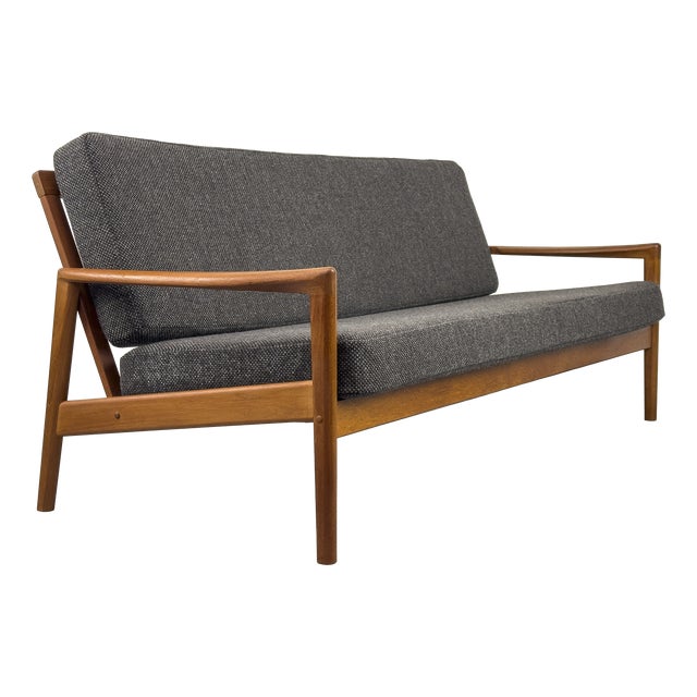 Danish Teak and Wool 3-Seater Sofa, 1960s For Sale