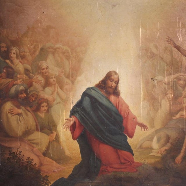 Italian School, The Baptism of Jesus, 1870, Oil on Canvas For Sale - Image 3 of 15