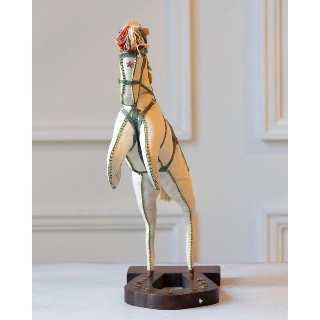 Off-white French Decorative Horse in Moleskin with Saddle and Harness, 20th Century For Sale - Image 8 of 11