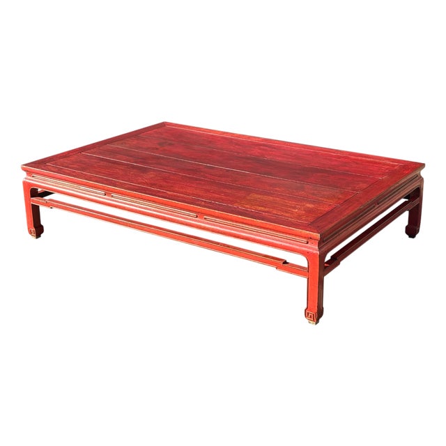 Large Antique Chinese Red Painted Coffee Table, 1800 For Sale