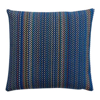 The House of Scalamandré Arrow Stripe Pillow, Colbalt For Sale