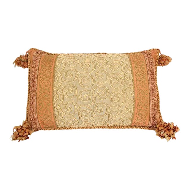 Mid 20th Century Moorish Style Decorative Gold Throw Pillow For Sale