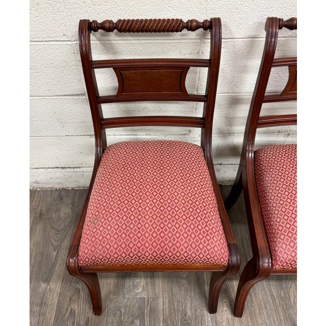 Traditional Vintage Willett Furniture Regency Style Barley Twist Top Mahogany Dining Chairs For Sale - Image 3 of 12