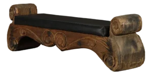 Vintage Mid-Century Tiki Polynesian Carved Wood Bench by Witco, 1960s