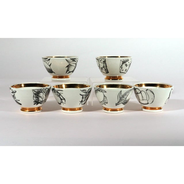 1960s 1960s Piero Fornasetti Ceramic Appetizer Bowls, Complete Set of Six, Antipasto Subjects For Sale - Image 5 of 11