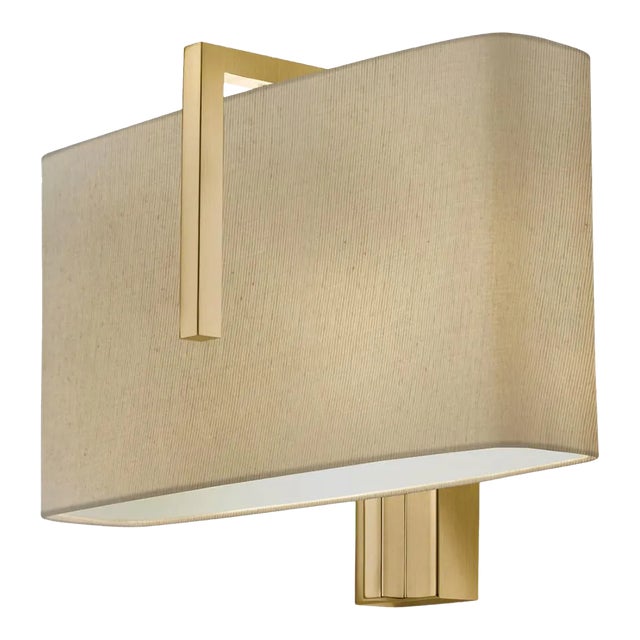 Brushed Brass Modern Wall Light With Bespoke Shade For Sale