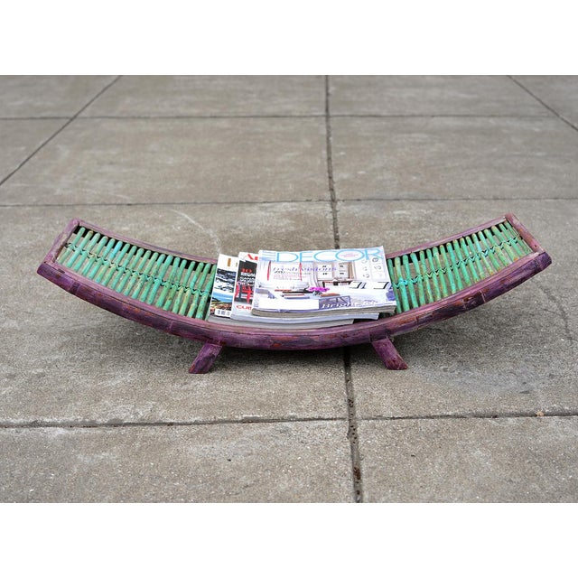Vintage Mid Century Modern Painted Bamboo Magazine Rack For Sale - Image 9 of 11