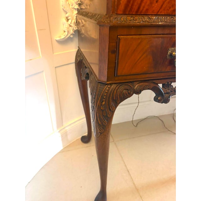 Antique Figured Mahogany Illuminated Cocktail Drinks Cabinet on Stand, 1920 For Sale - Image 14 of 16