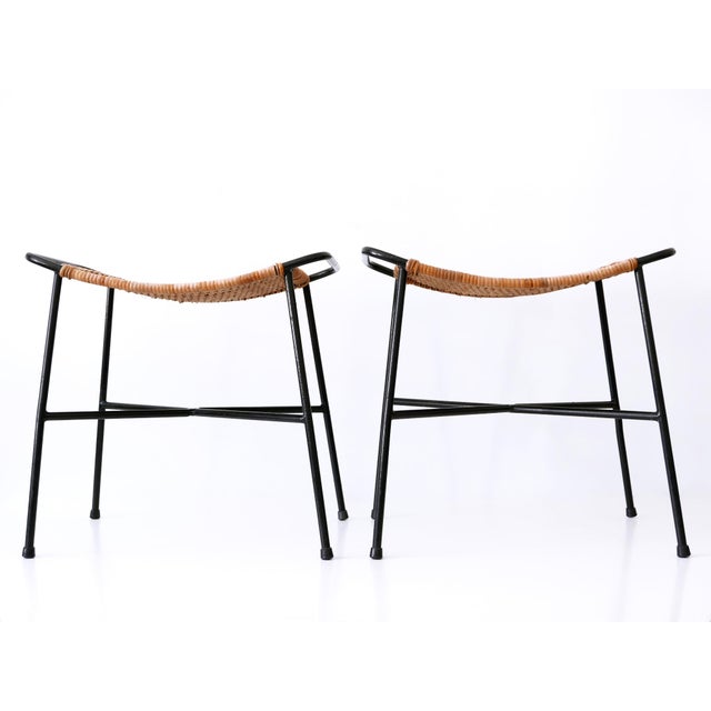 Set of Mid-Century Modern Rattan Stools, Germany, 1960s For Sale - Image 6 of 18