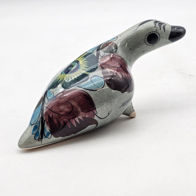 Vintage Tonalá Hand-Painted Pottery Duck Figurine – Talavera Style Folk Art, 8-Inch For Sale - Image 16 of 16