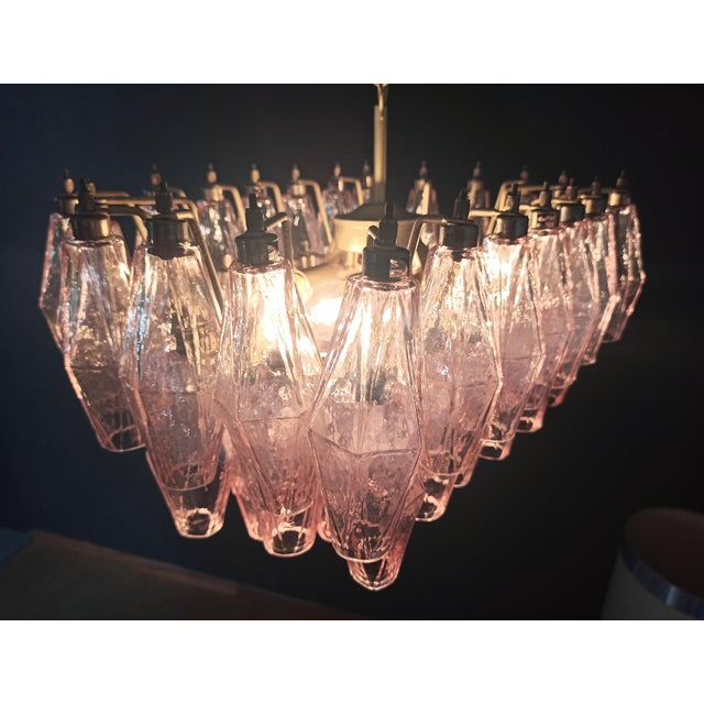 Murano Poliedri Chandelier with Pink Glasses from Carlo Scarpa, 1990s For Sale - Image 12 of 18