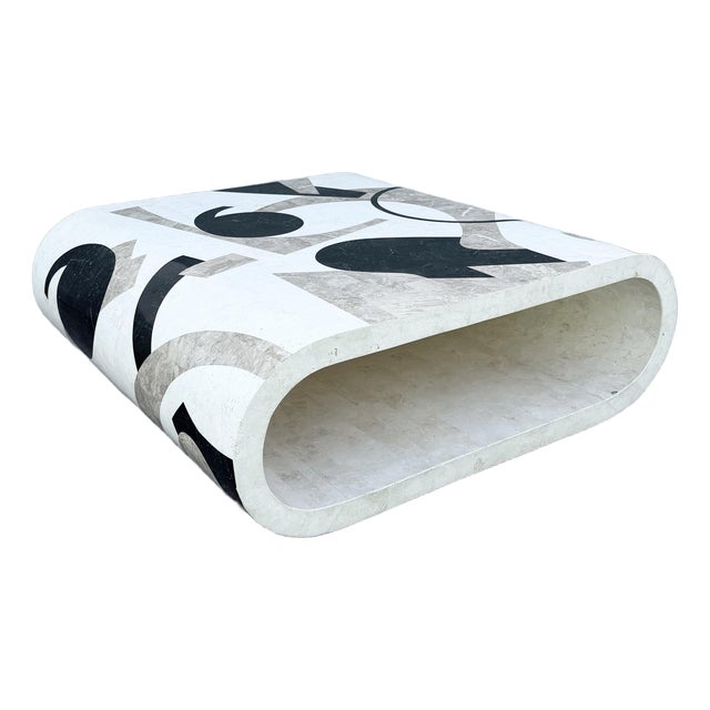 Postmodern Abstract Tessellated Stone Waterfall Coffee Table For Sale