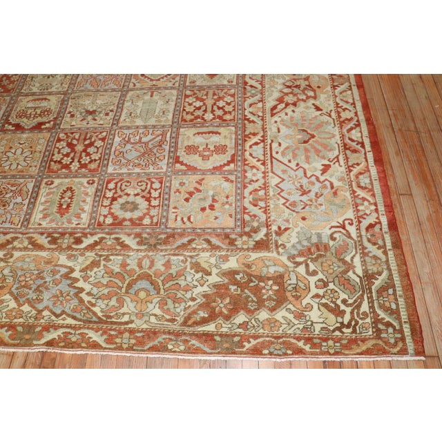 Early 20th Century Square Garden Box Persian Bakhtiari Rug - 13'1" x 15'2" For Sale - Image 4 of 12
