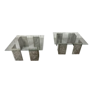 1970s Granite and Chrome End Tables