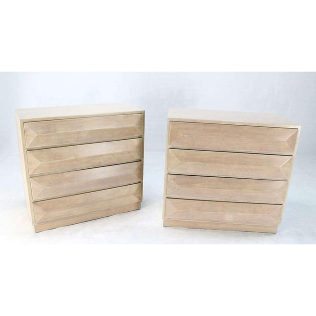 Very nice pair of mid century chests with raised front drawers. The chests are in excellent refinished condition and...