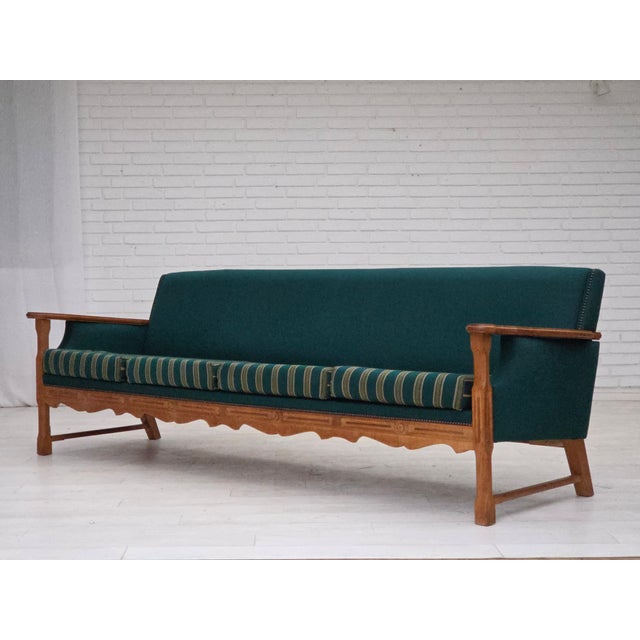 Vintage Danish Four-Seater Sofa in Furniture Wool and Oak, 1970s For Sale - Image 6 of 18