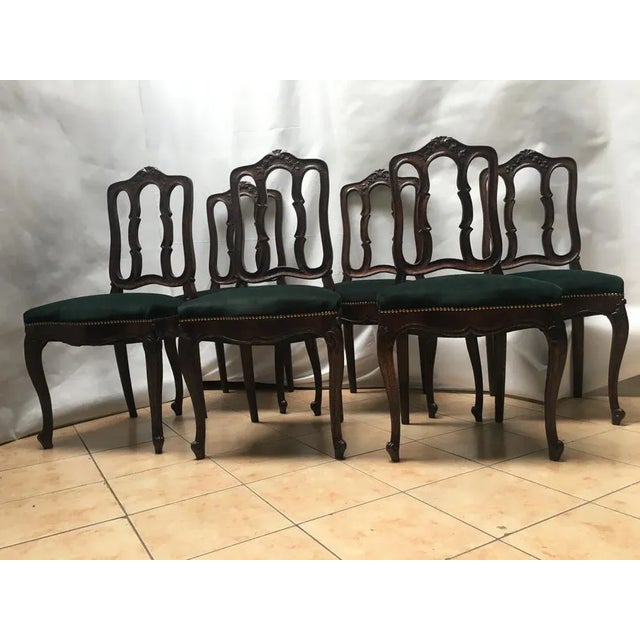 Vintage Louis XV Style Oak Dining Chairs, 1940s, Set of 6 For Sale - Image 6 of 18