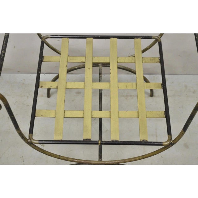 Late 20th Century Vintage Neoclassical Style Wrought Iron Curule Savonarola X-Form Bench Chair For Sale - Image 5 of 10