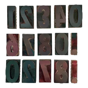 Early 20th Century Large Letterpress Numerical Printing Blocks - Set of 15