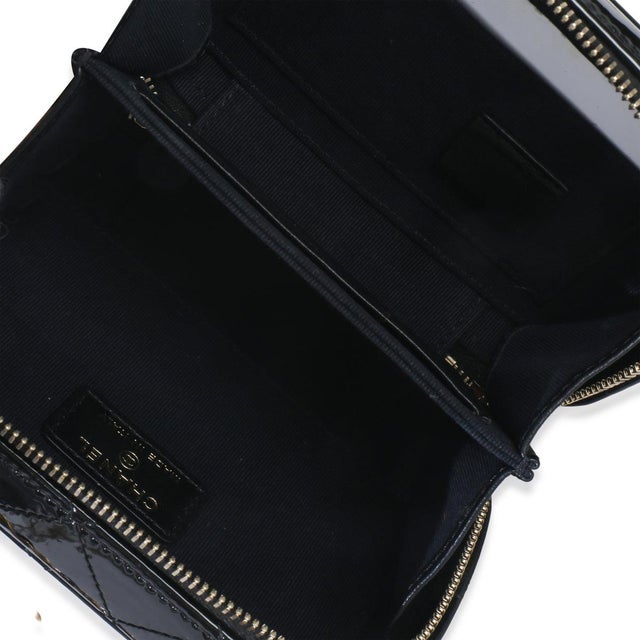 Black Black Quilted Patent Mini Vanity Chain Bag For Sale - Image 8 of 8
