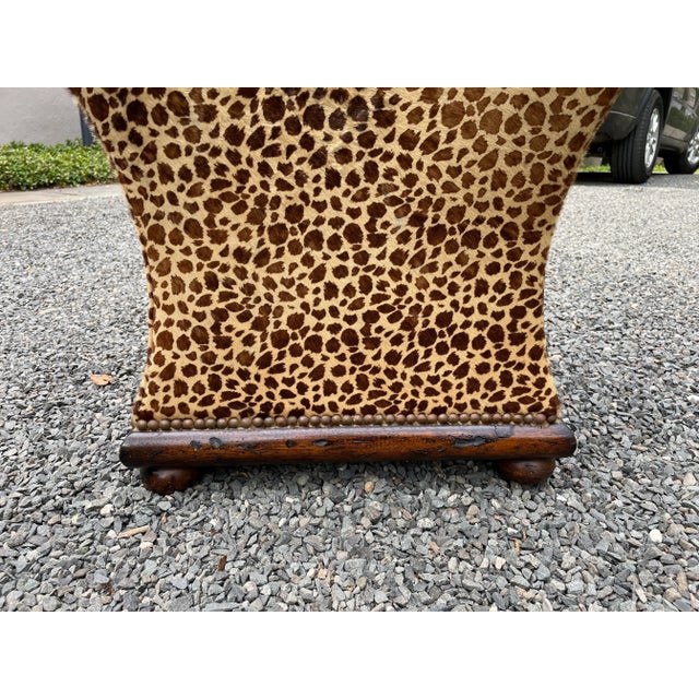 Exotic Pair of Animal Print Upholstered Ottomans For Sale - Image 4 of 13