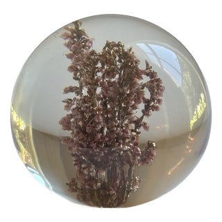 Mid-20th Century Floral Inclusion Resin Paperweight For Sale