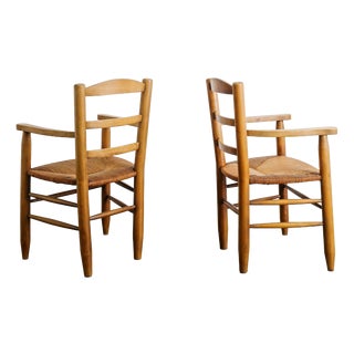 Mid-Century French Wooden Armchairs, 1950s, Set of 2 For Sale