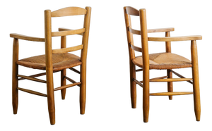 Mid-Century French Wooden Armchairs, 1950s, Set of 2