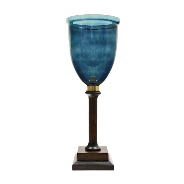 Grayson English Hurricane Walnut wood base with Glass Globe 9