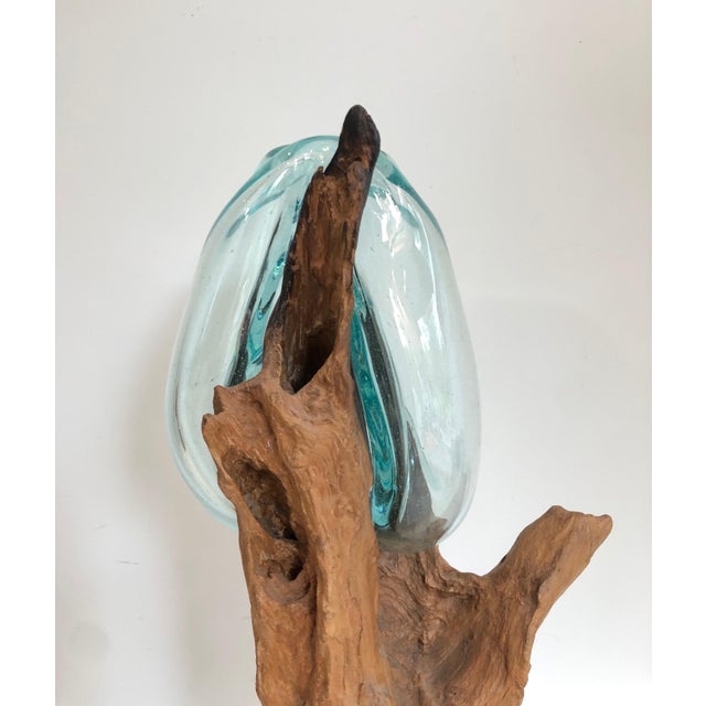 1980s Wood and Glass Vases - a Pair For Sale - Image 9 of 12